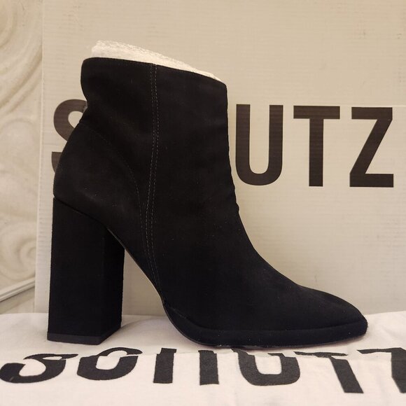 SCHUTZ "Rosalie" Suede Block Heeled Zip Booties. NIB. Size 6.5 - Picture 1 of 11